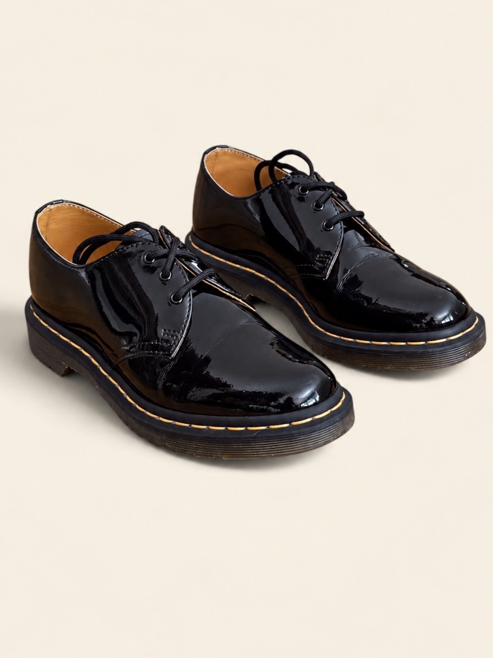 Dr. Martens 1461 10084 Black Patent Leather 3 Eye Oxford Shoes Size 8